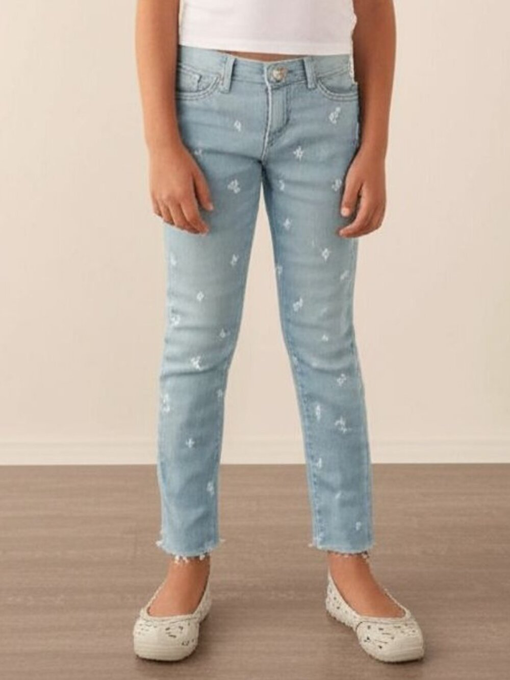 Gap Girls Daisy Embroidered Denim Jeggings, size 10